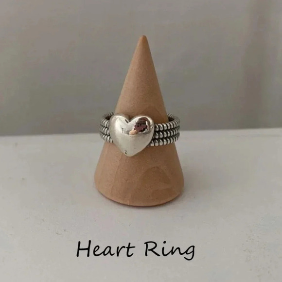 Minimalist 925 Sterling Silver Dainty Minimalist Heart Link Knot Twist Ring - Picture 6 of 8